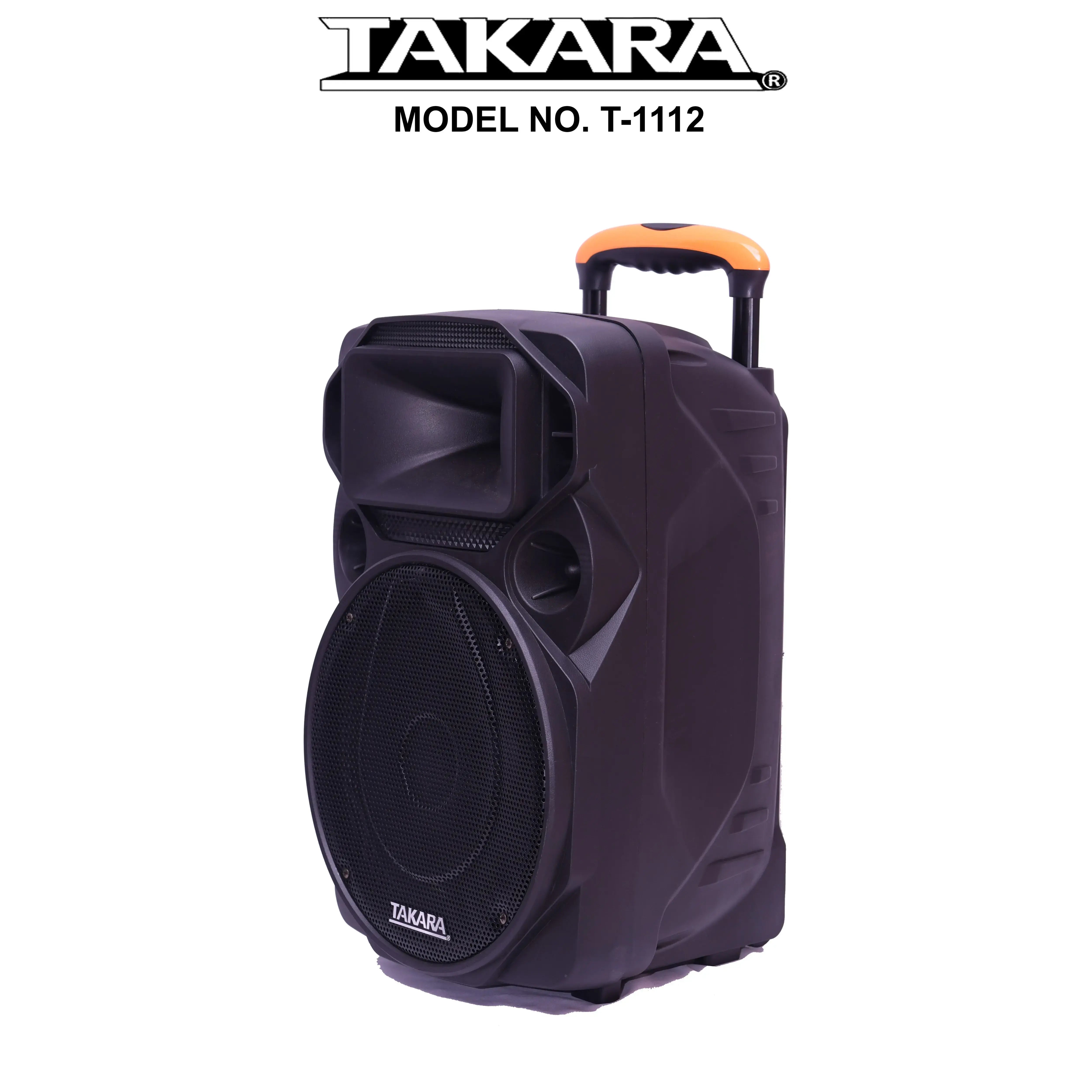 Takara 1112 Portable Karaoke Trolley Speaker 12" 60w,Bluetooth,USB,Battery, Wirelsss Microphones