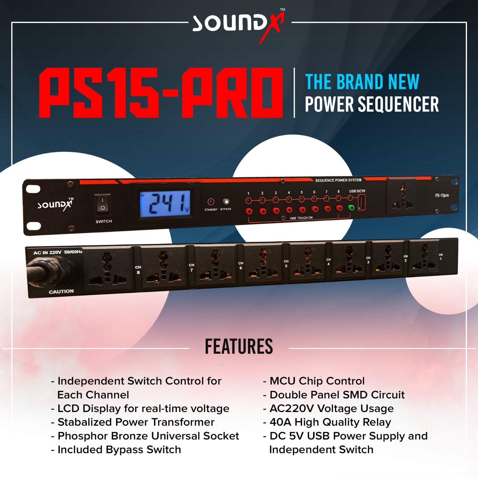 SoundX PS-15PRO 8Channel  Power Sequencer