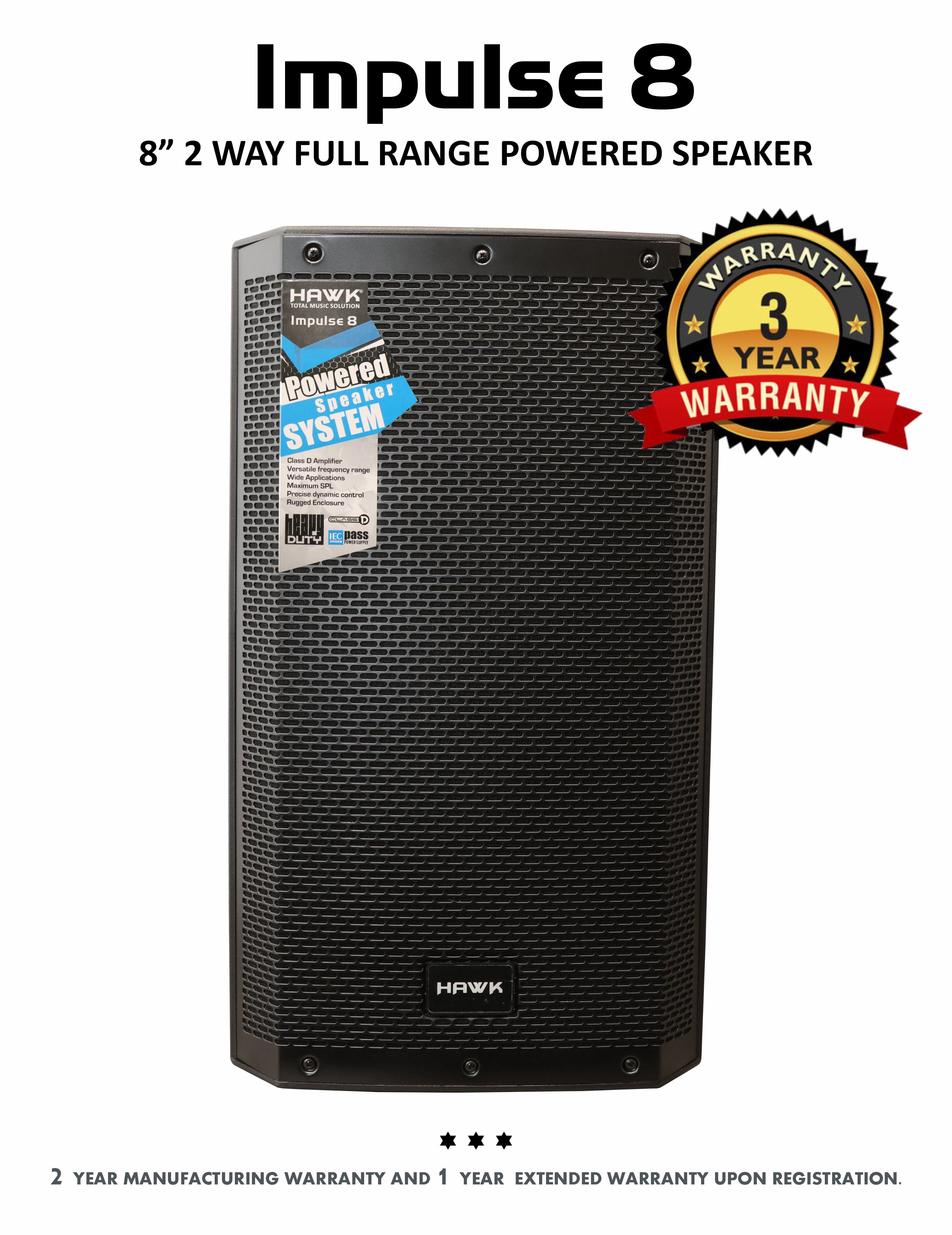 HAWK Impulse 8 Impulse Series 8 inch Active Speaker with 4 DSP Premium High-Performance Professional Loudspeaker System