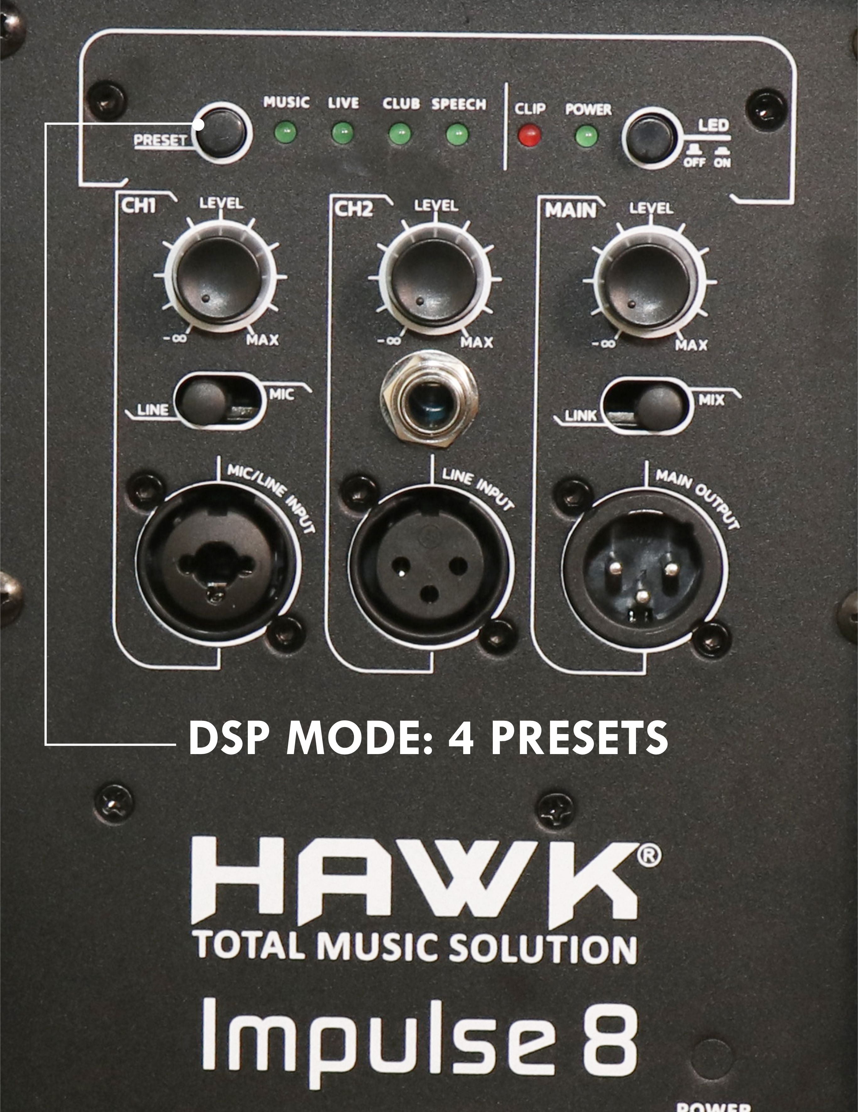HAWK Impulse 8 Impulse Series 8 inch Active Speaker with 4 DSP Premium High-Performance Professional Loudspeaker System