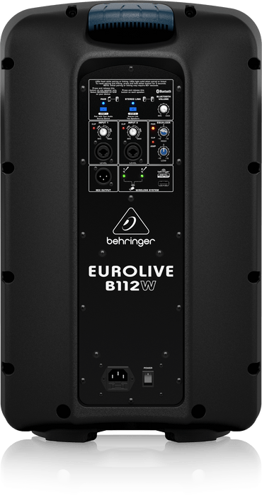 Behringer EUROLIVE  B112W Active 2-Way 12" PA Speaker System with Bluetooth Wireless Technology, Wireless Microphone Option and Integrated Mixer - Each