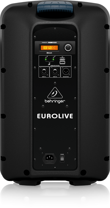 Behringer EUROLIVE B12X 1000W 2 Way 12" Powered Speaker with Digital Mixer, Wireless Option, Remote Control via iOS/Android Mobile App and Bluetooth Audio Streaming - Each