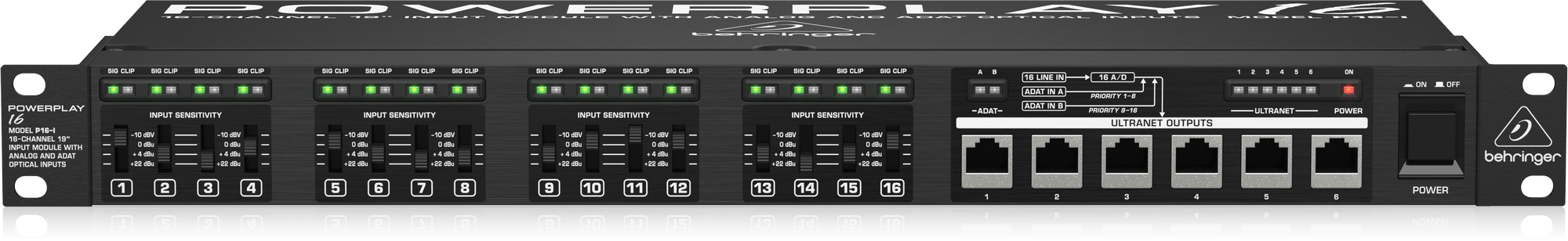 Behringer Powerplay P16-I 16-Channel 19'' Input Module with Analog and ADAT * Optical Inputs