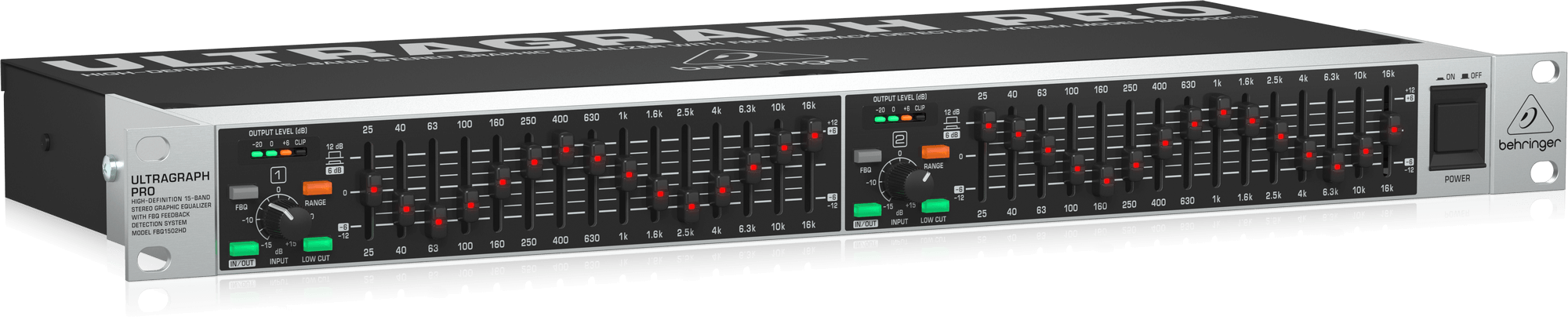 Behringer Ultragraph Pro FBQ1502HD High-Definition 15-Band Stereo Graphic Equalizer with FBQ Feedback Detection System