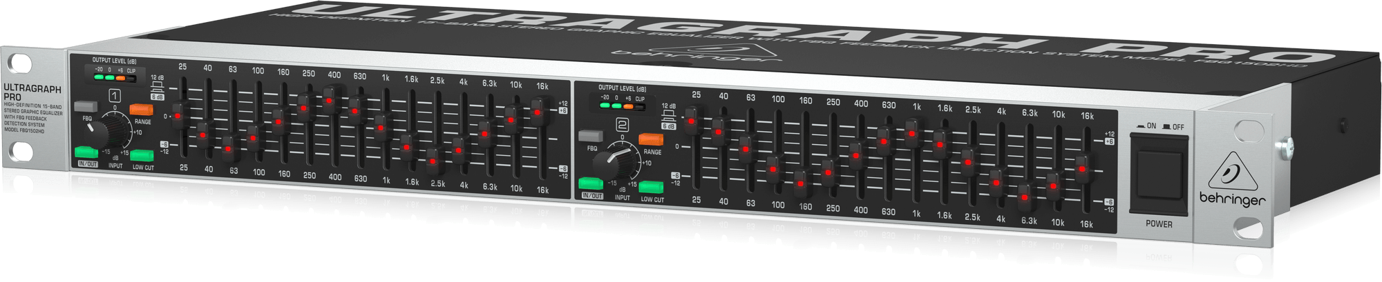 Behringer Ultragraph Pro FBQ1502HD High-Definition 15-Band Stereo Graphic Equalizer with FBQ Feedback Detection System