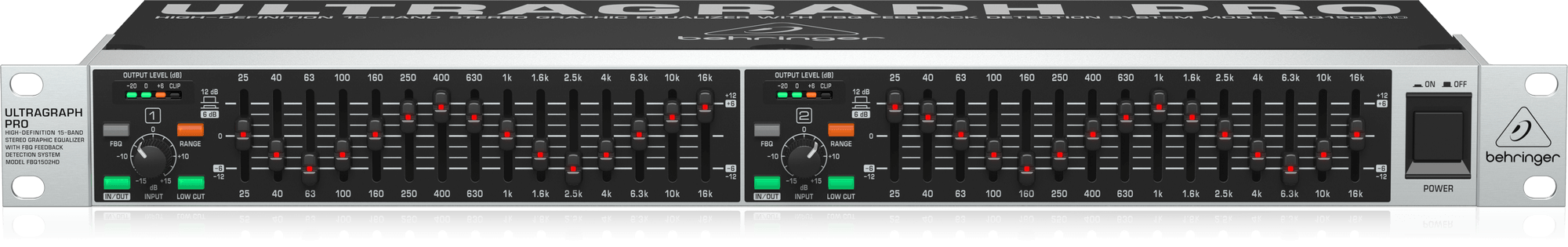 Behringer Ultragraph Pro FBQ1502HD High-Definition 15-Band Stereo Graphic Equalizer with FBQ Feedback Detection System