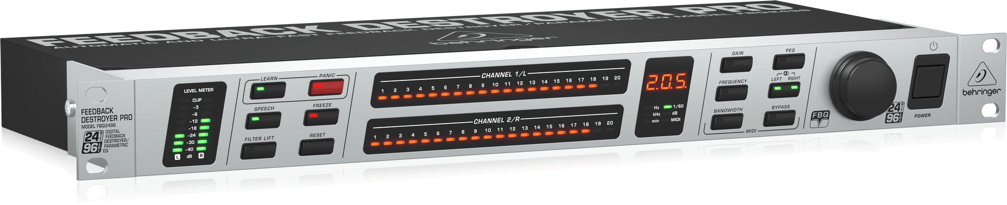 Behringer Feedback Destroyer Pro FBQ2496 Automatic and Ultra-Fast Feedback Destroyer/Parametric EQ with 40 FBQ Filters and 96 kHz Audio Performance