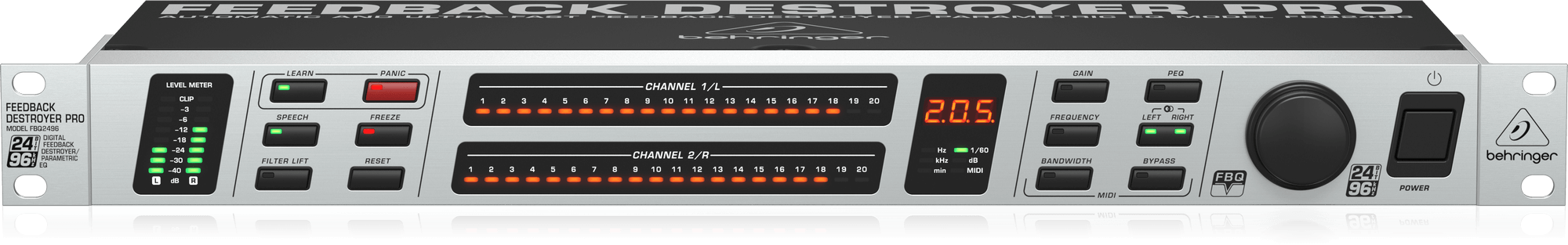 Behringer Feedback Destroyer Pro FBQ2496 Automatic and Ultra-Fast Feedback Destroyer/Parametric EQ with 40 FBQ Filters and 96 kHz Audio Performance
