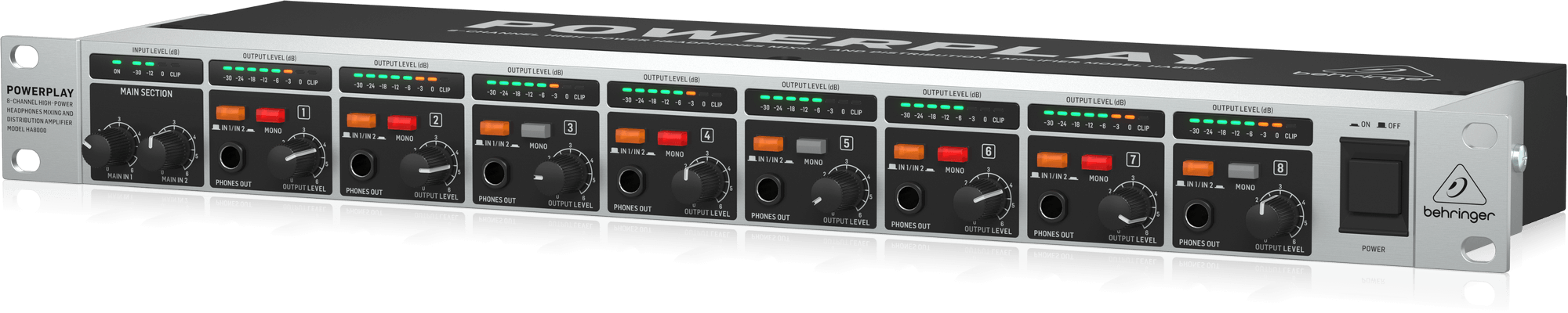 Behringer POWERPLAY HA8000 V2 8-Channel High-Power Headphones Mixing a