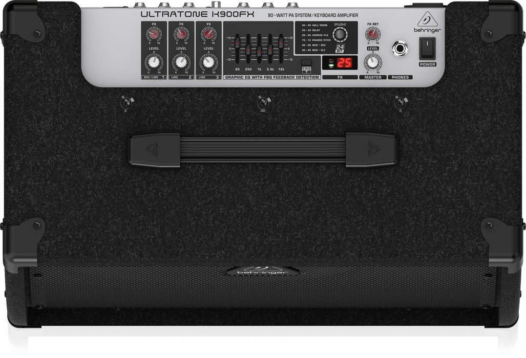 Behringer Ultratone K900FX Ultra-Flexible 90W 3-Channel PA System/Keyboard Amplifier with FX and FBQ Feedback Detection