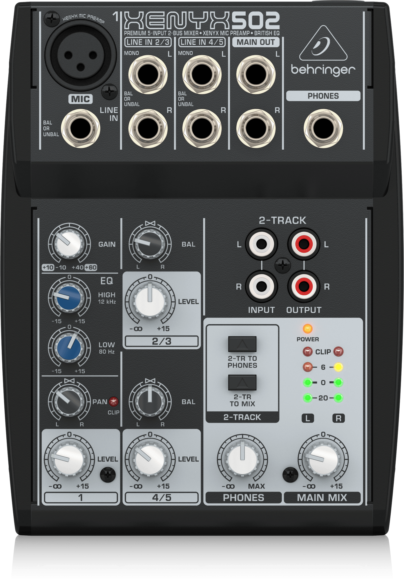 Behringer Xenyx 502 Premium 5-Input 2-Bus Mixer with XENYX Mic Preamp and British EQ