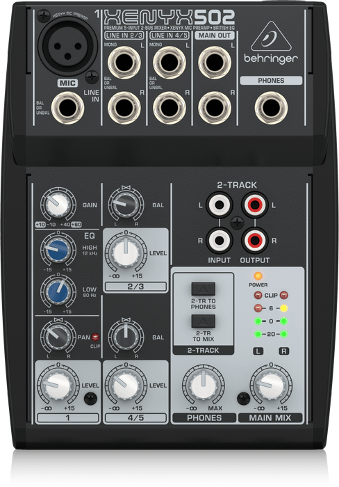 Behringer Xenyx 502 Premium 5-Input 2-Bus Mixer with XENYX Mic Preamp and British EQ