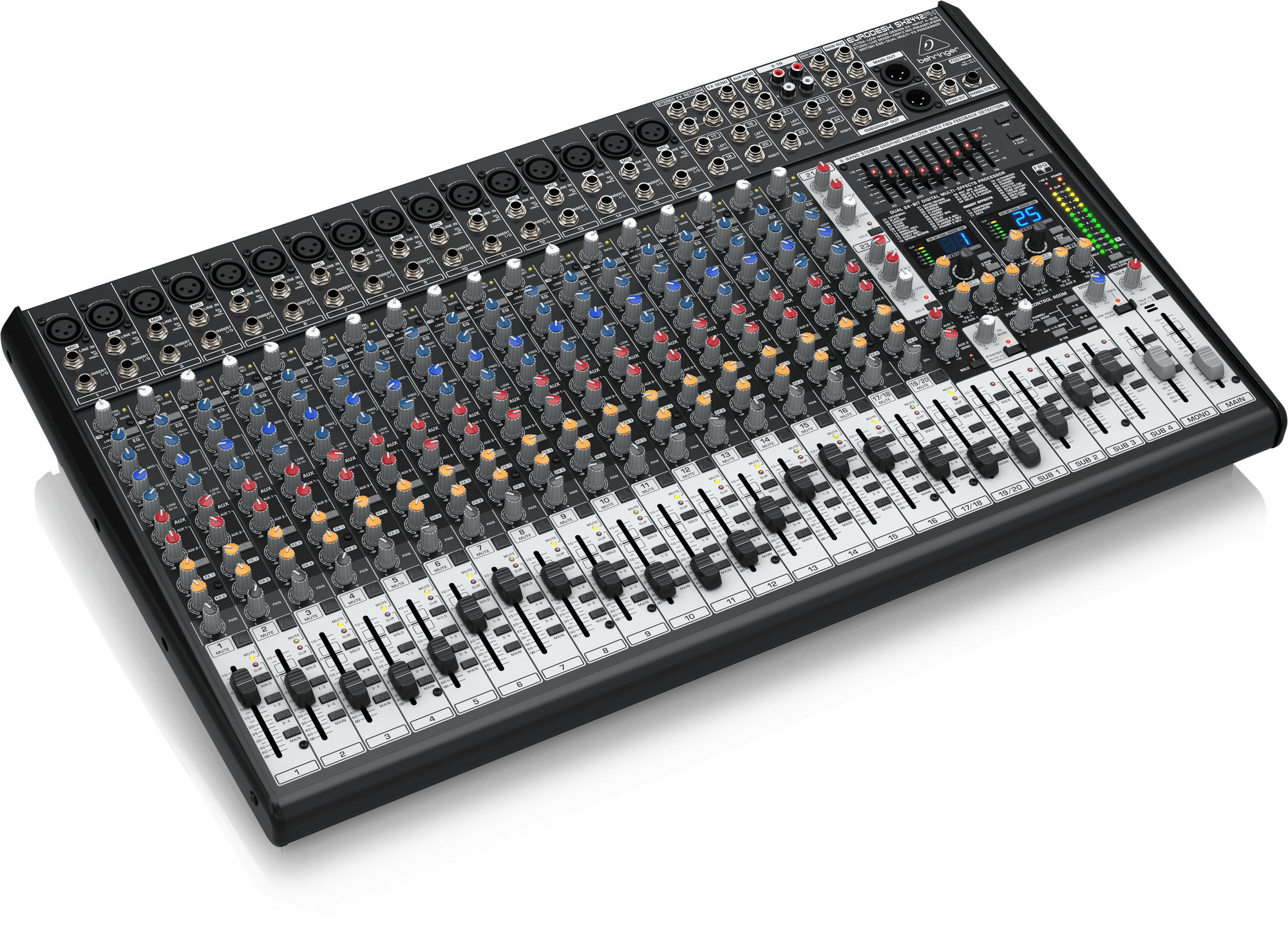 Behringer Eurodesk SX2442FX Ultra-Low Noise Design 24-Input 4-Bus Studio/Live Mixer with XENYX Mic Preamplifiers, British EQ and Dual Multi-FX Processor