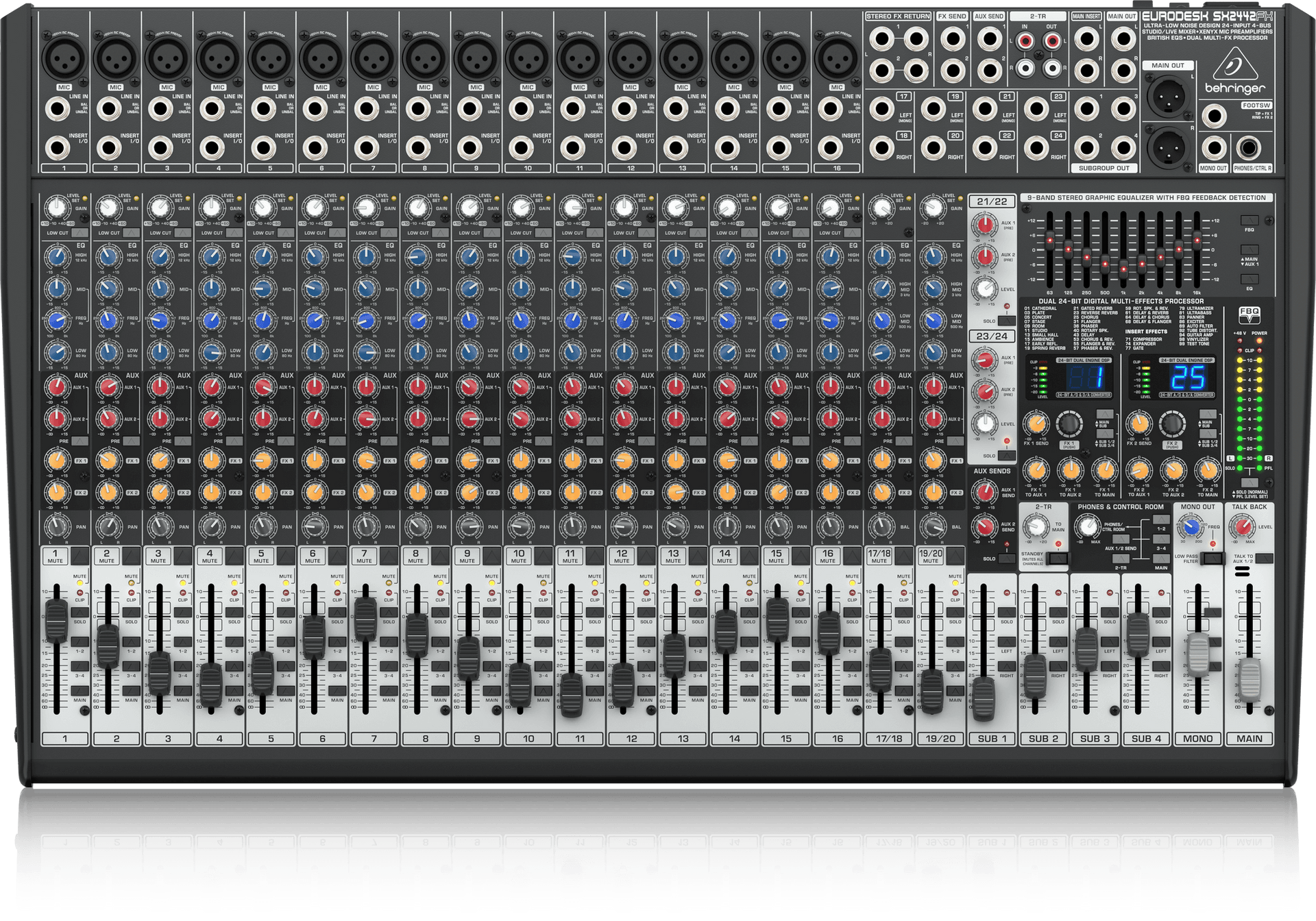 Behringer Eurodesk SX2442FX Ultra-Low Noise Design 24-Input 4-Bus Stud
