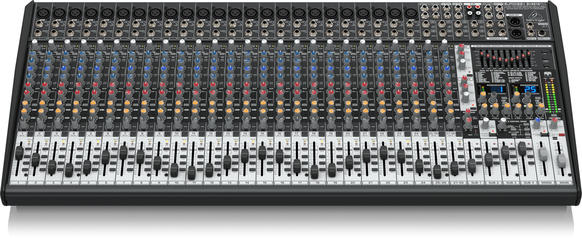 Behringer Eurodesk SX3242FX Ultra-Low Noise Design 32-Input 4-Bus Studio/Live Mixer with XENYX Mic Preamplifiers, British EQ and Dual Multi-FX Processor