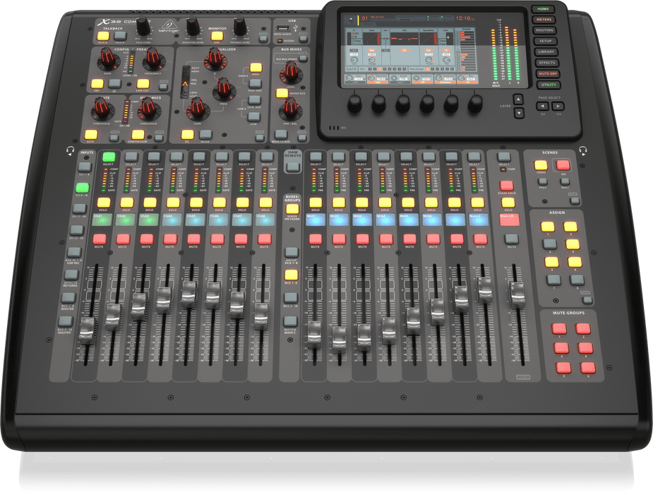 Behringer X32 Compact 40-Input, 25-Bus Digital Mixing Console with 16 Programmable Midas Preamps, 17 Motorized Faders,-Channel LCD's, 32-Channel Audio Interface and iPad/iPhone * Remote Control