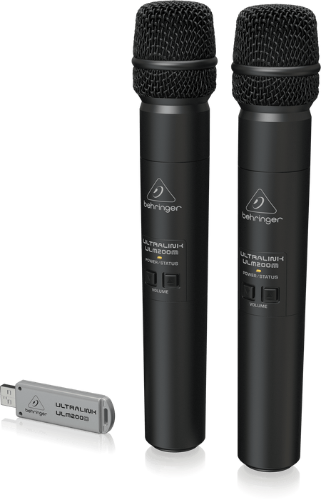 Behringer Ultralink ULM202USB High-Performance 2.4 GHz Digital Wireless System with 2 Handheld Microphones and Dual-Mode USB Receiver