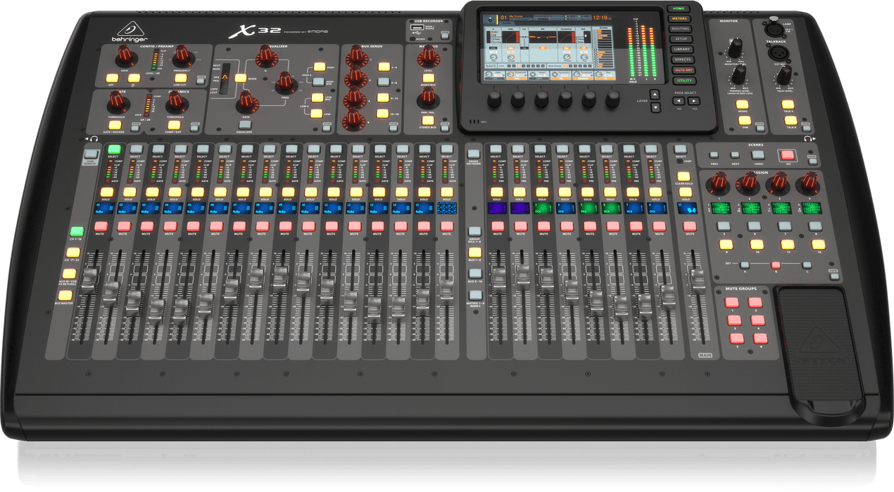 Behringer X32 40-Input, 25-Bus Digital Mixing Console with 32 Programmable MIDAS Preamps, 25 Motorized Faders, Channel LCD’s, 32-Channel Audio Interface and iPad/iPhone * Remote Control