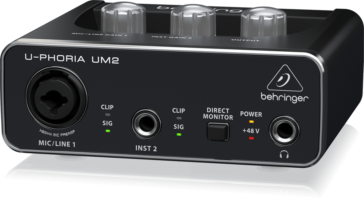 Behringer U-Phoria UM2 Audiophile 2x2 USB Audio Interface with XENYX Mic Preamplifier