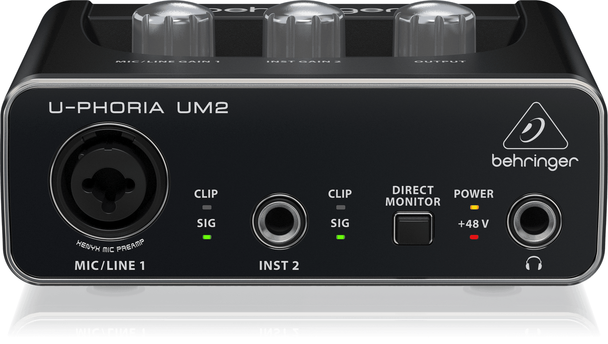 Behringer U-Phoria UM2 Audiophile 2x2 USB Audio Interface with XENYX Mic Preamplifier