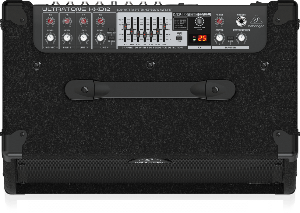 Behringer Ultratone KXD12 600-Watt 4-Channel PA System / Keyboard Amplifier with Original 12" TURBOSOUND Speaker, KLARK TEKNIK Multi-FX Processor and FBQ Feedback Detection