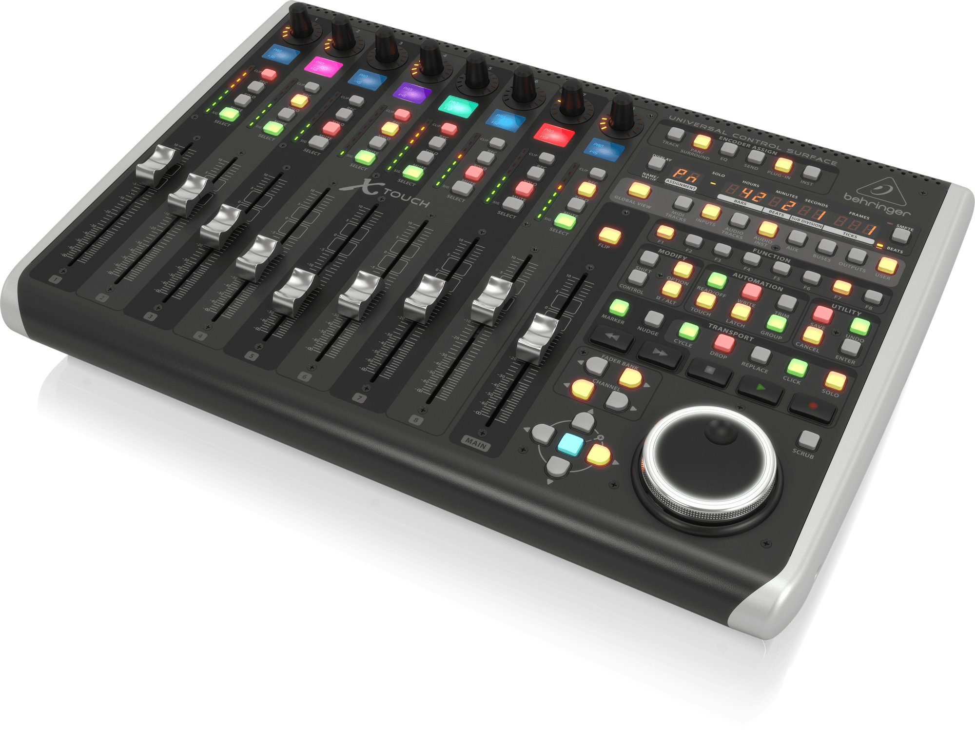 Behringer X-Touch Universal Control Surface with 9 Touch-Sensitive Motor Faders, LCD Scribble Strips and Ethernet/USB/MIDI Interface