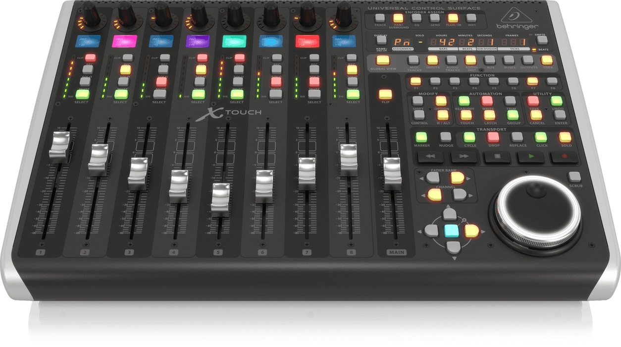 Behringer X-Touch Universal Control Surface with 9 Touch-Sensitive Motor Faders, LCD Scribble Strips and Ethernet/USB/MIDI Interface
