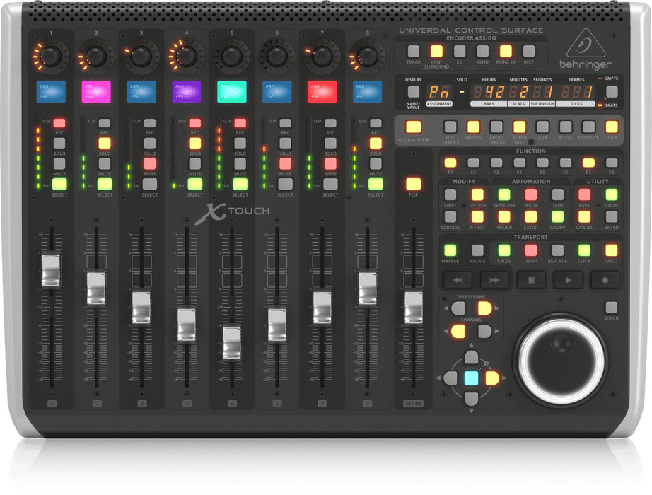 Behringer X-Touch Universal Control Surface with 9 Touch-Sensitive Motor Faders, LCD Scribble Strips and Ethernet/USB/MIDI Interface