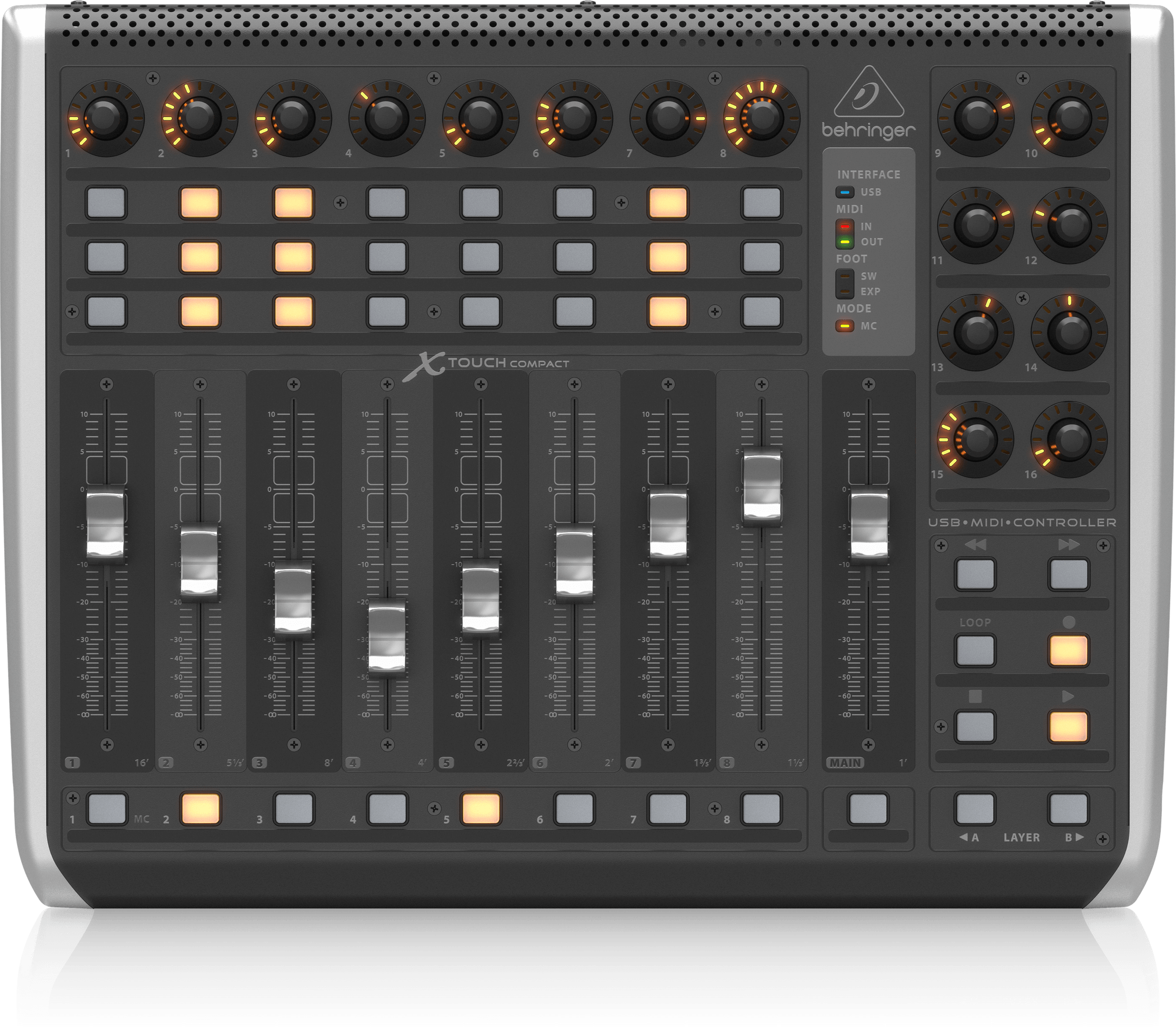 Behringer X-Touch Compact Universal USB/MIDI Controller with 9 Touch-Sensitive Motor Faders