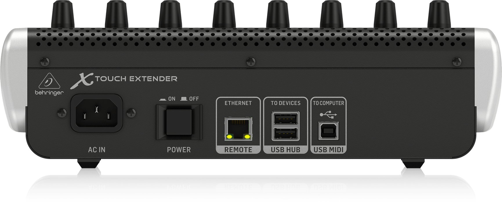 Behringer X-TOUCH EXTENDER with 8 Touch-Sensitive Motor Faders, LCD Scribble Strips, USB Hub and Ethernet/USB Interfaces