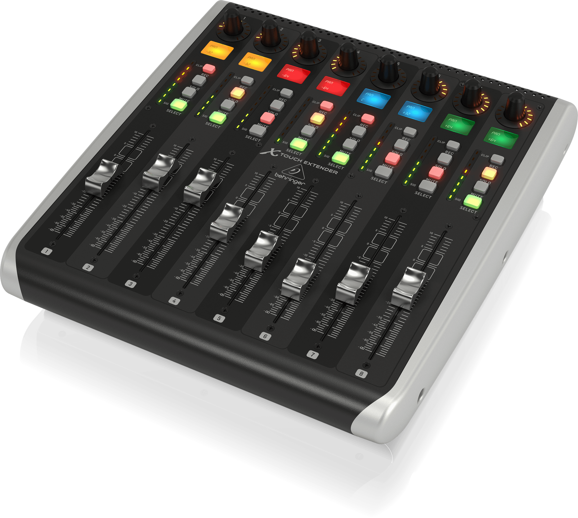 Behringer X-TOUCH EXTENDER with 8 Touch-Sensitive Motor Faders, LCD Scribble Strips, USB Hub and Ethernet/USB Interfaces