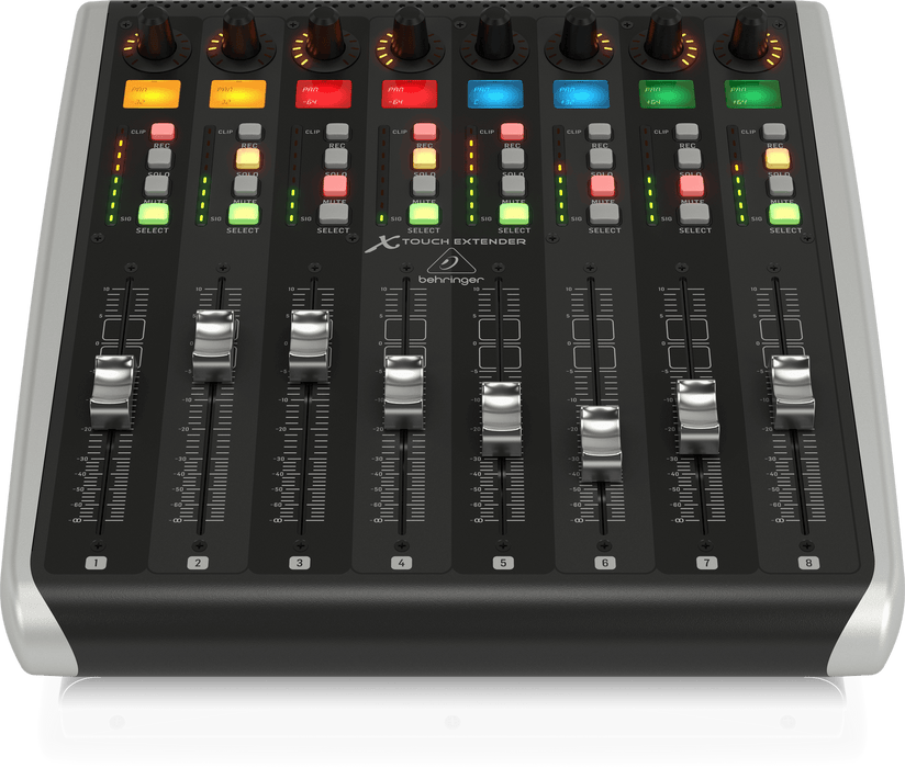 Behringer X-TOUCH EXTENDER with 8 Touch-Sensitive Motor Faders, LCD Scribble Strips, USB Hub and Ethernet/USB Interfaces