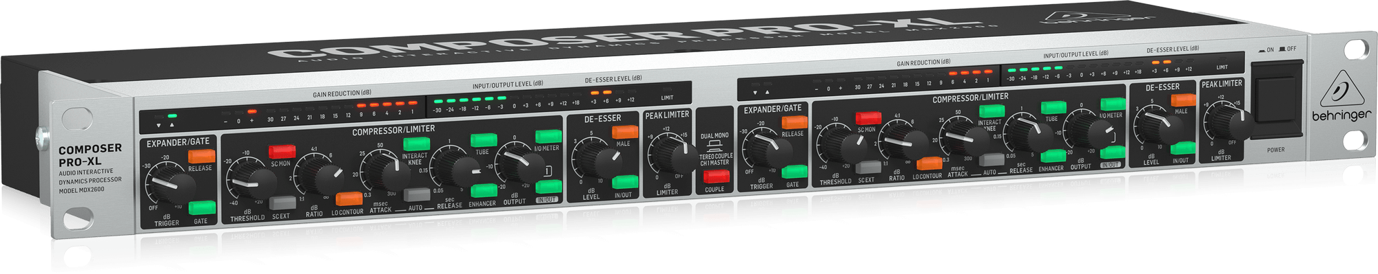 Behringer Composer Pro-XL MDX2600 V2 Reference-Class 2-Channel Expander/Gate/Compressor/Peak Limiter with Integrated De-Esser, Dynamic Enhancer and Tube Simulation