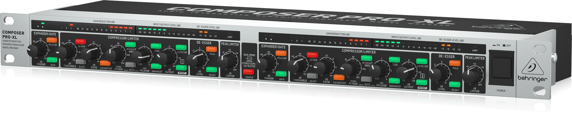 Behringer Composer Pro-XL MDX2600 V2 Reference-Class 2-Channel Expander/Gate/Compressor/Peak Limiter with Integrated De-Esser, Dynamic Enhancer and Tube Simulation