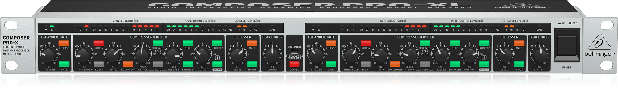 Behringer Composer Pro-XL MDX2600 V2 Reference-Class 2-Channel Expander/Gate/Compressor/Peak Limiter with Integrated De-Esser, Dynamic Enhancer and Tube Simulation