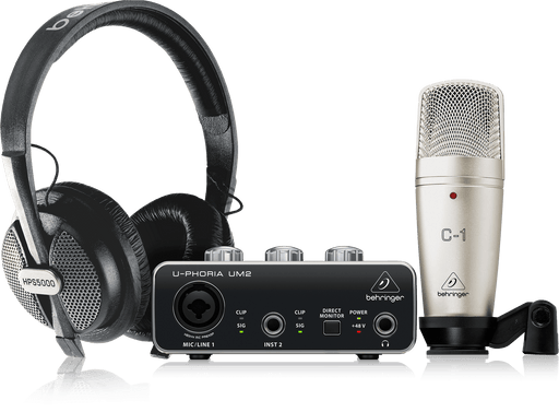 Behringer U-Phoria Studio Complete Recording/Podcasting Bundle with USB Audio Interface, Condenser Microphone, Studio Headphones and More