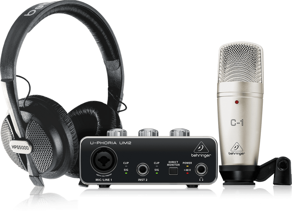 Behringer U-Phoria Studio Complete Recording/Podcasting Bundle with USB Audio Interface, Condenser Microphone, Studio Headphones and More