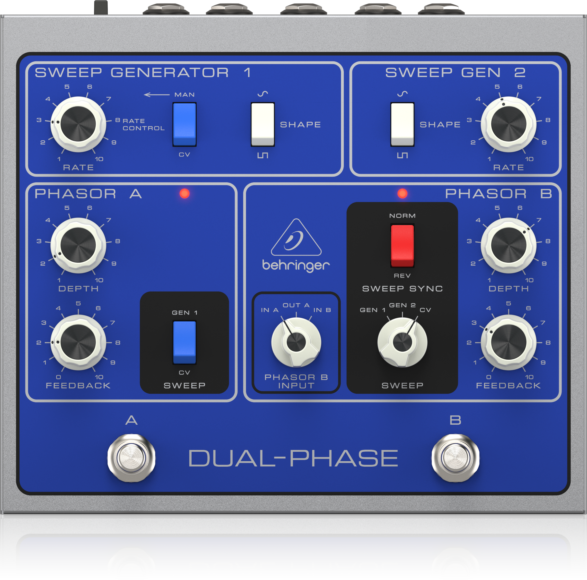 Behringer DUAL-PHASE Authentic Dual Analog Phase Shifter with 12 Opto-Couplers - Each