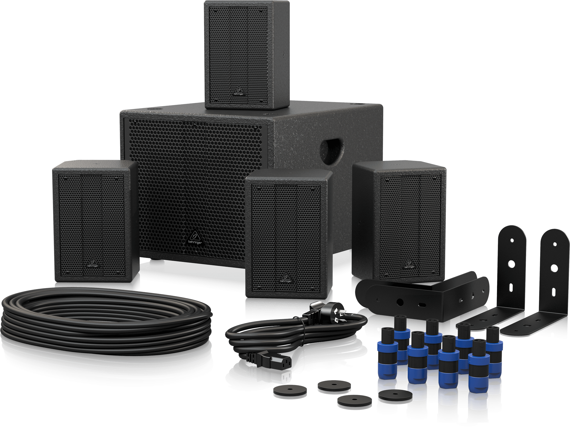 Behringer SAT 1004 Bundle Complete PUB Installation Speaker Bundle with 4" Passive PA Speaker and 8" Active PA Subwoofer and More - Set