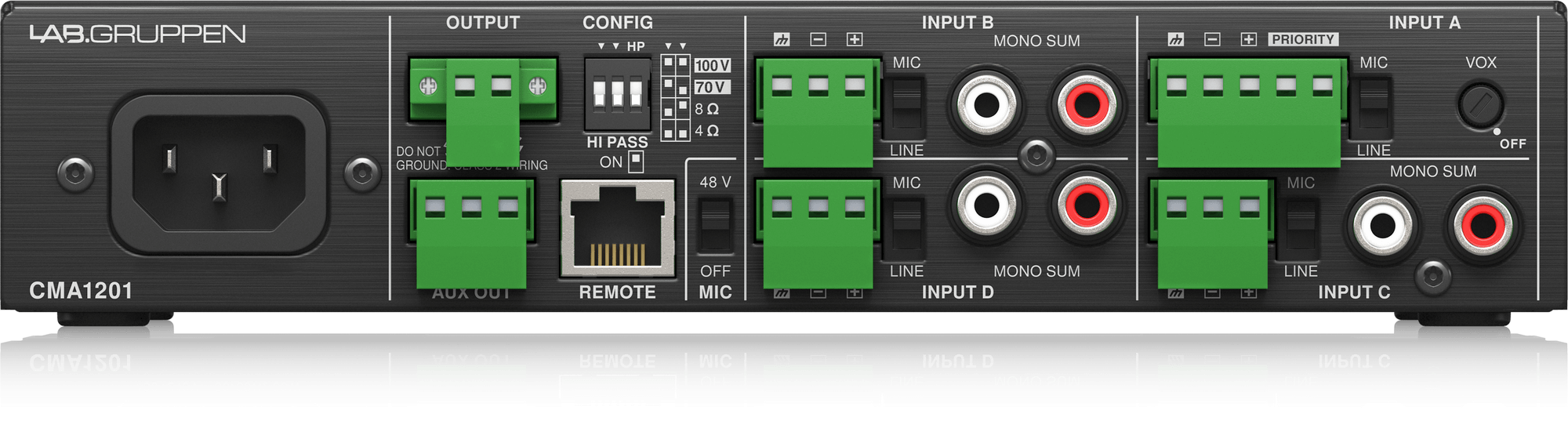 LAB.Gruppen CMA1201 120W Commercial Mixer Amplifier with 4 Inputs - Each