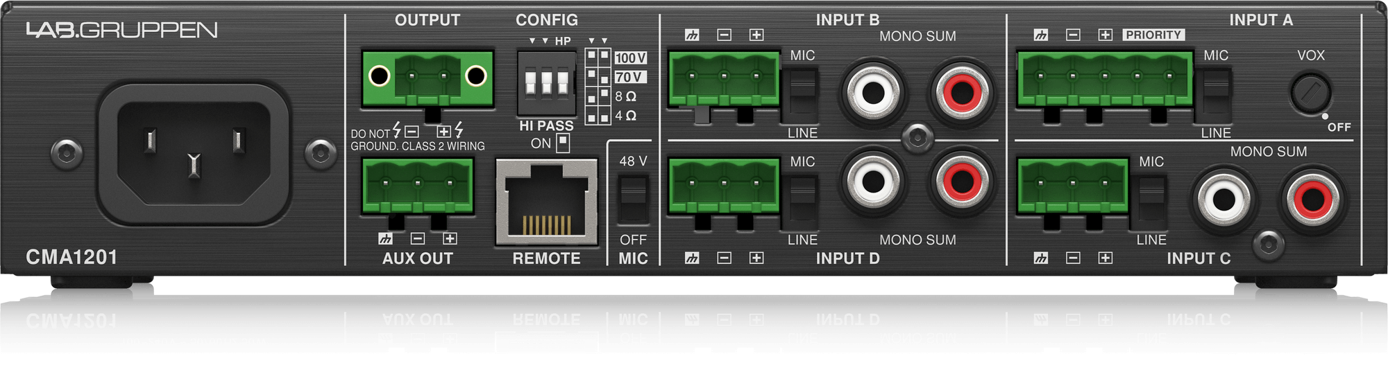 LAB.Gruppen CMA1201 120W Commercial Mixer Amplifier with 4 Inputs - Each