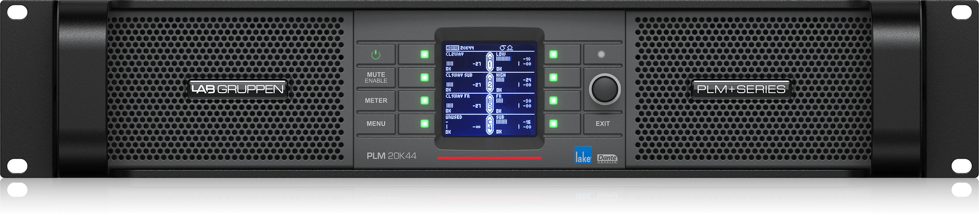 Lab Gruppen PLM 20K44 BP 20,000W 4-Channel Touring Amplifier with Lake DSP, Dante Networking, and Binding Post Output Connectors
