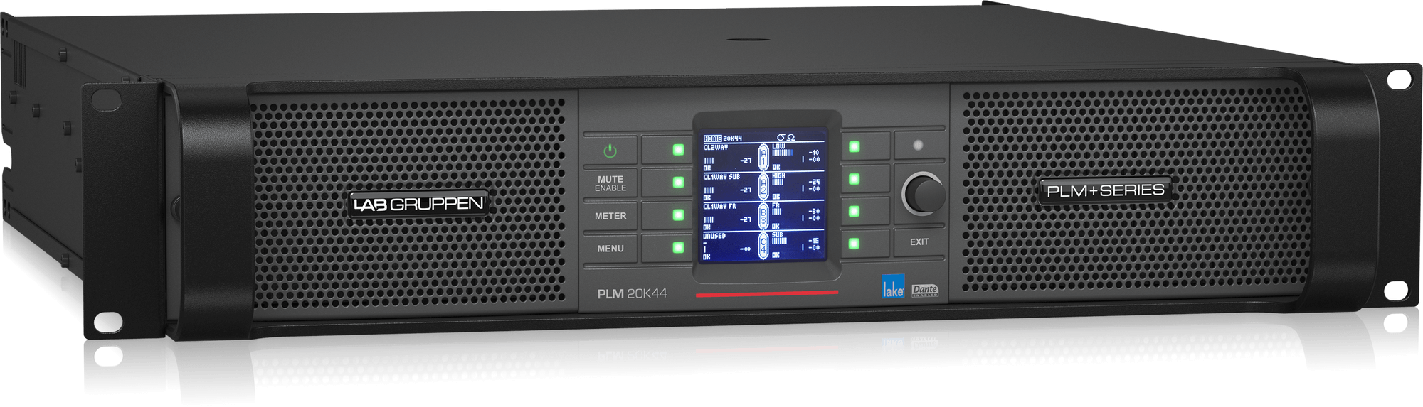 Lab Gruppen PLM 20K44 BP 20,000W 4-Channel Touring Amplifier with Lake DSP, Dante Networking, and Binding Post Output Connectors