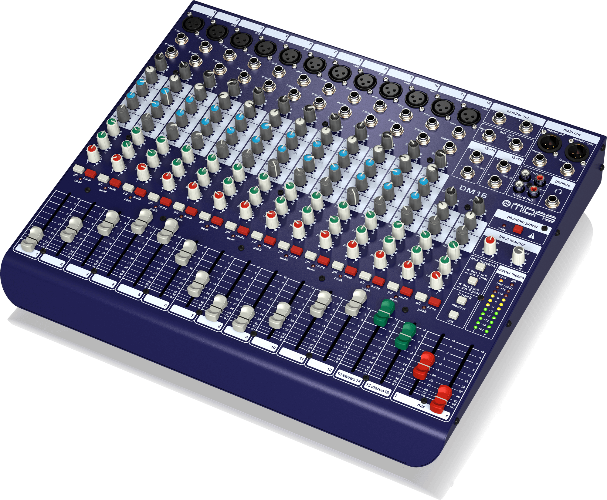 Midas DM16 16 Input Analogue Live and Studio Mixer with MIDAS Microphone Preamplifiers