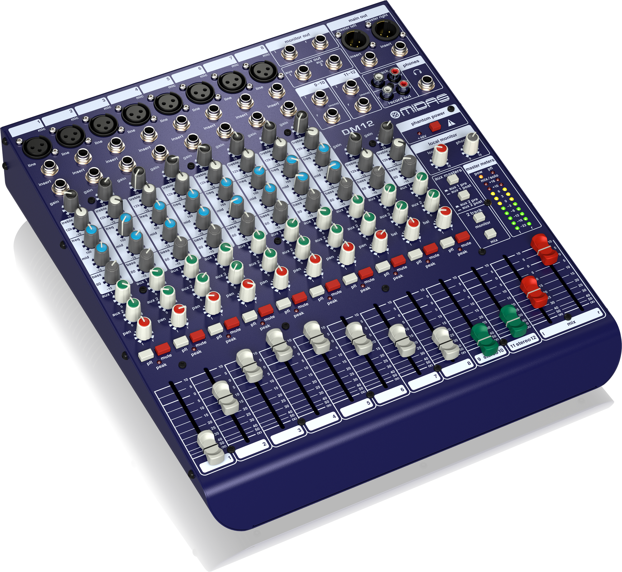 Midas DM12 12 Input Analogue Live and Studio Mixer with MIDAS Microphone Preamplifiers