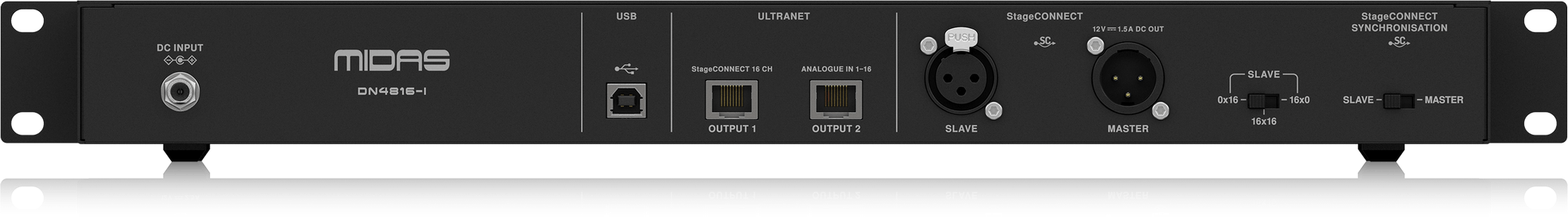 Midas DN4816-1 Bus-Powered StageConnect Interface with 16 Analogue Inputs and Dual Ultranet Outputs