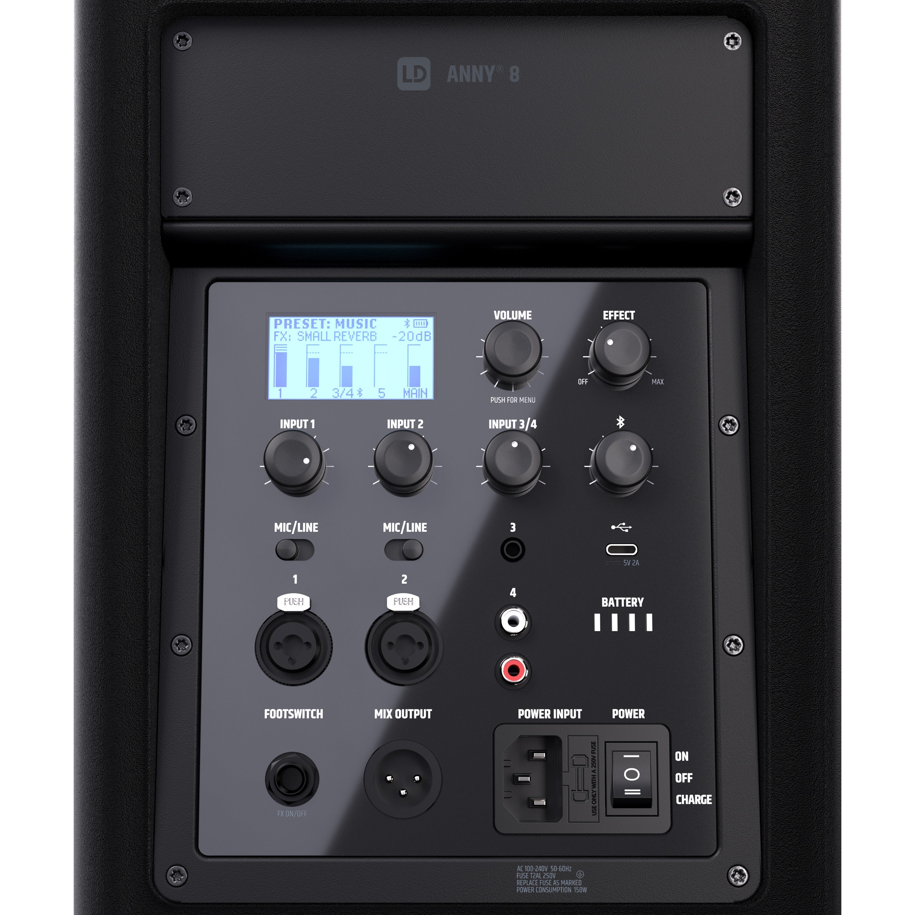 LD Systems LDANNY8 Portable Battery-Powered Bluetooth® PA Loudspeaker with Mixer - Each