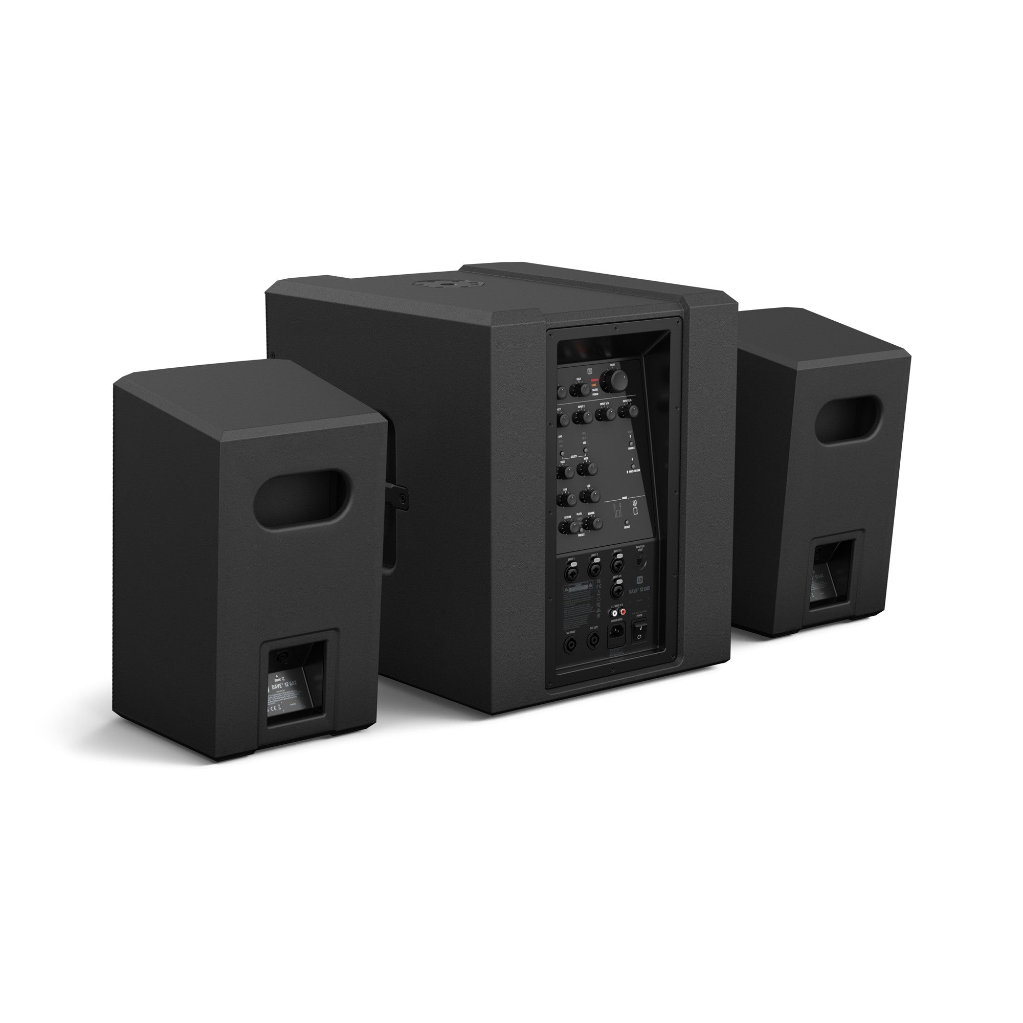 LD Systems LDDAVE12G4XINT 1460W Bluetooth 5.0 Streaming  Compact 2.1 Powered PA System - 2x 6.5" Satellite + 12" Sub - Set