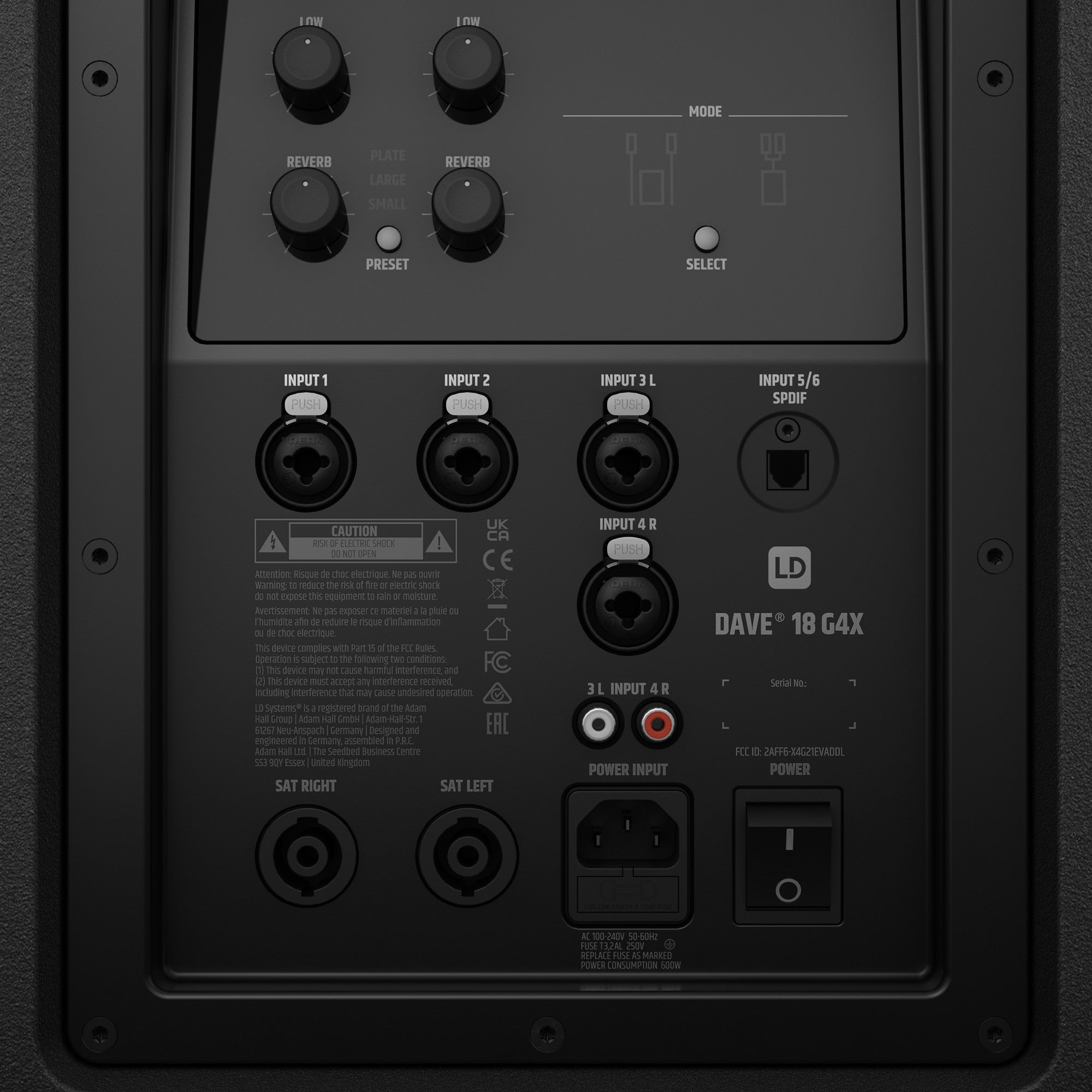 LD Systems LDDAVE18G4XINT 4000W Bluetooth 5.0 Streaming  Compact 2.1 powered PA system - 2x 8" Satellite + 18" Sub Sub - Set
