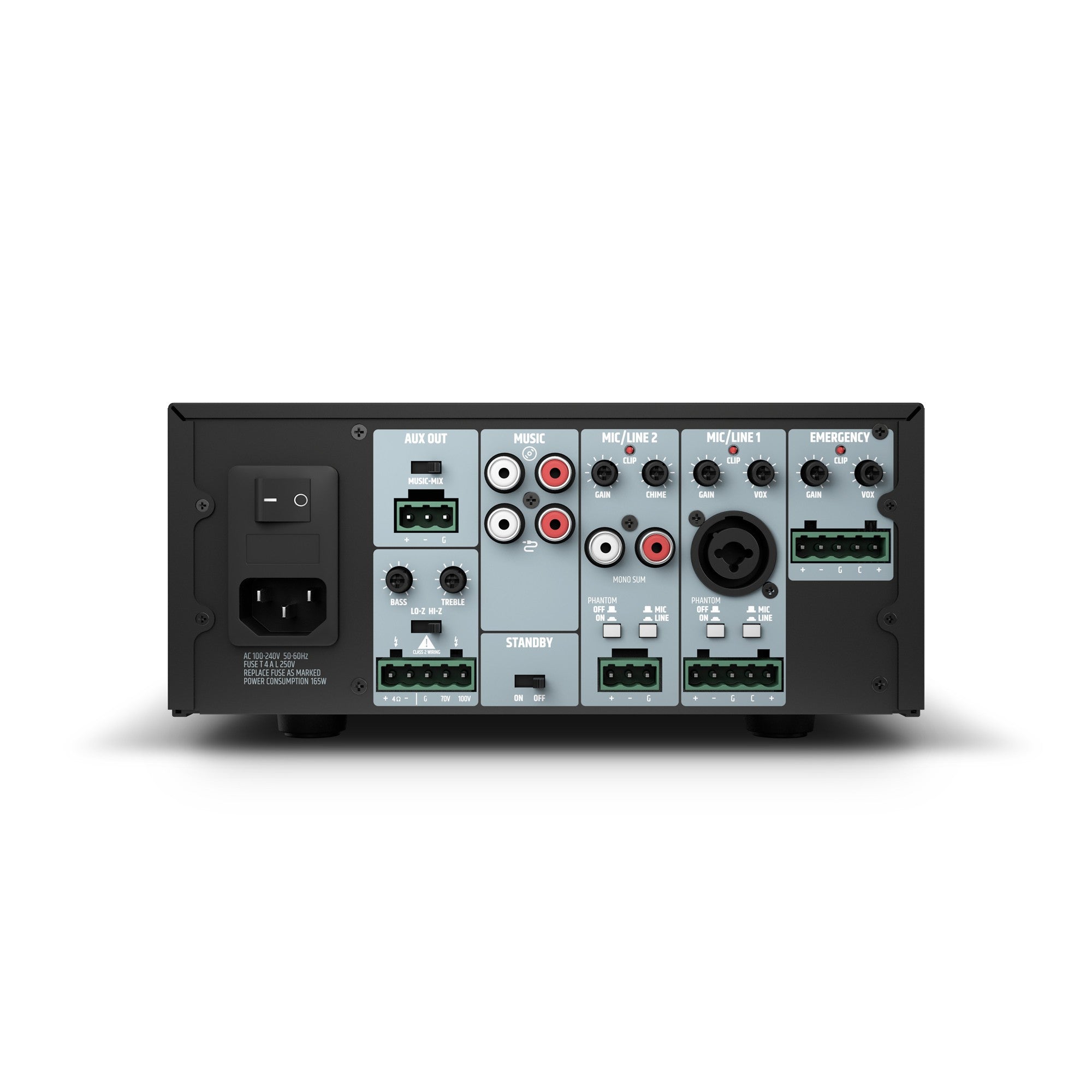 LD Systems LDIMA120INT Installation Mixing Amplifier 120W @ 4 Ohms / 100 V / 70 V, BT, Aux in, Mic in